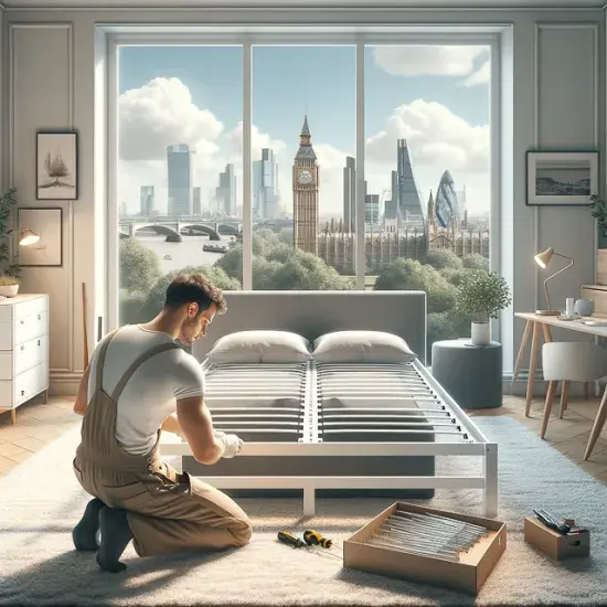 IKEA MALM bed frame assembly in a London bedroom