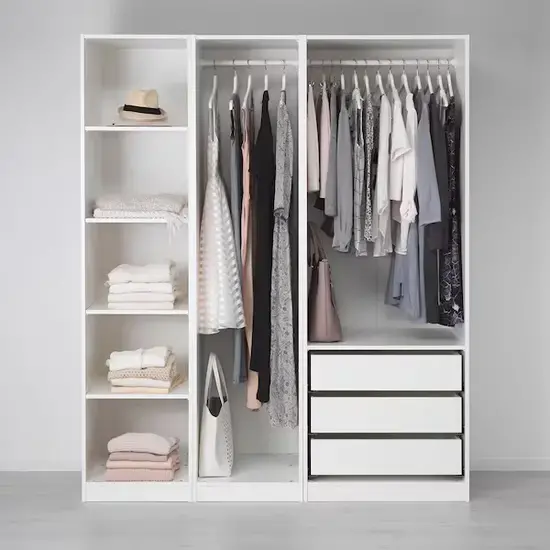 White Ikea Pax wardrobe without doors