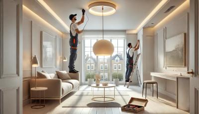 electrician changing a pendant light